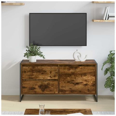 Mobile TV Quercia Fumosa 100 x 36 x 49.5 cm Legno multistrato - Foto 2