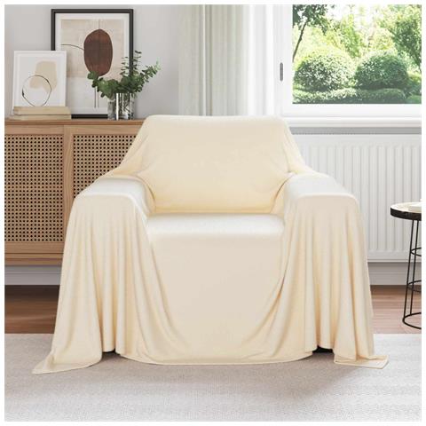 Coperta Crema 210 x 140 cm Panno - Foto 2