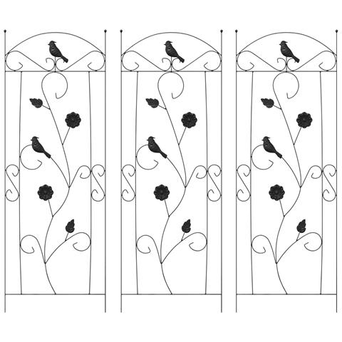 Recinzione per Giardino 3 pcs Nero 110 x 40 cm Acciaio - Foto 1