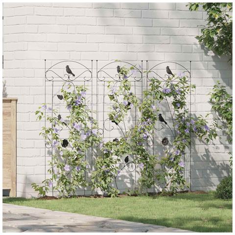 Recinzione per Giardino 3 pcs Nero 110 x 40 cm Acciaio - Foto 2