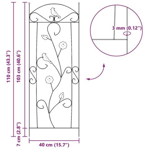 Recinzione per Giardino 3 pcs Nero 110 x 40 cm Acciaio - Foto 9