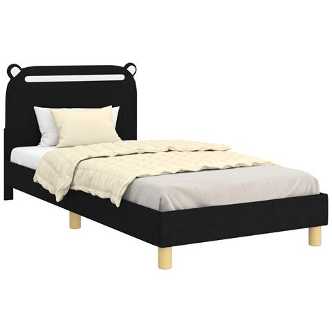 Struttura letto bambini con testata Nero 80 x 200 cm Tessuto - Foto 1