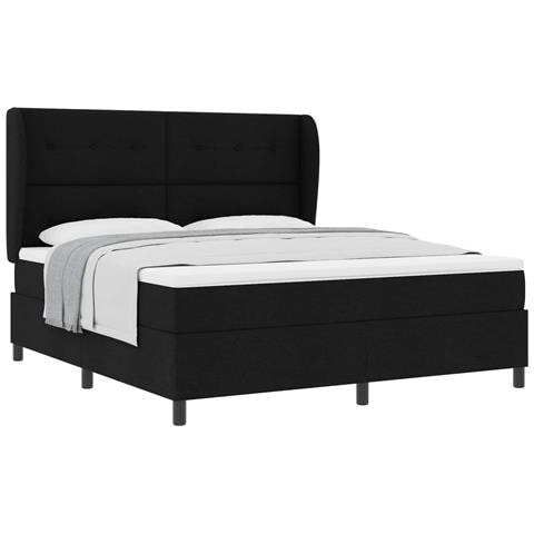 Letto a molle con materasso Nero 180 x 200 cm Tessuto - Foto 1