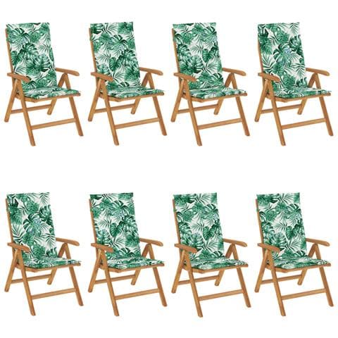 Sedie da Giardino Reclinabili con Cuscini 8 pz in Legno di Teak - Foto 1