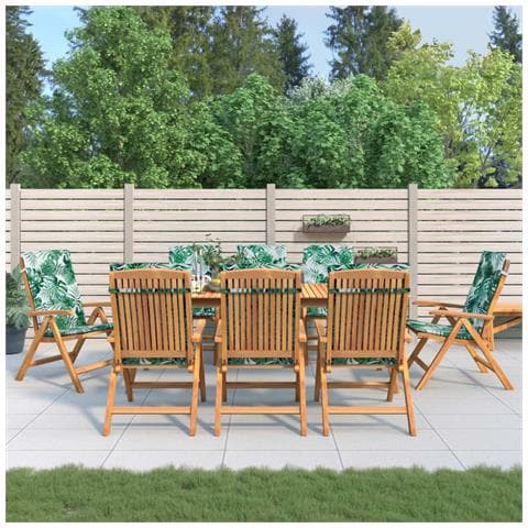 Sedie da Giardino Reclinabili con Cuscini 8 pz in Legno di Teak - Foto 2