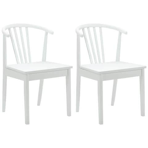 Sedia da pranzo 2 pcs Bianco Legno di gomma massiccio - Foto 1