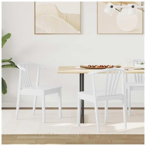 Sedia da pranzo 2 pcs Bianco Legno di gomma massiccio - Foto 2