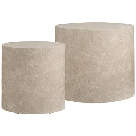 Set 2 Tavolini Da Caffè Prague Effetto Marmo Beige Rotondi - Foto 2