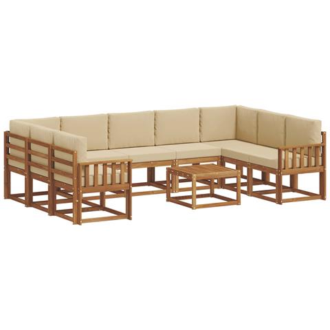 Set di divani da esterno con cuscino 10 pcs Naturale e Beige - Foto 1