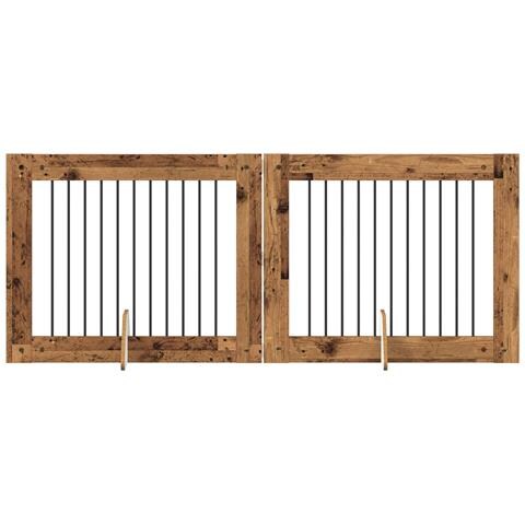 Cancello per cani con supporti 2 pcs Legno antico 100 x 80 cm - Foto 1