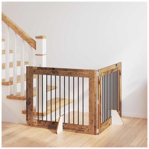 Cancello per cani con supporti 2 pcs Legno antico 100 x 80 cm - Foto 2
