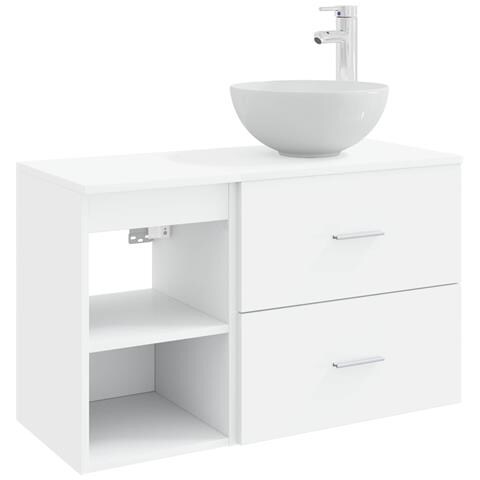 Set di mobili per il bagno 2 pcs Bianco Legno ingegnerizzato - Foto 1