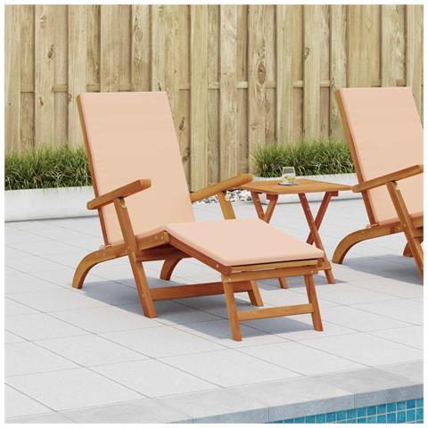 Lettino prendisole reclinabile e pieghevole 2 pcs Beige - Foto 2