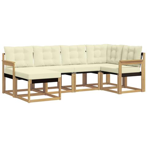 Set di divani da esterno con cuscino 6 pcs Bianco e Crema - Foto 1