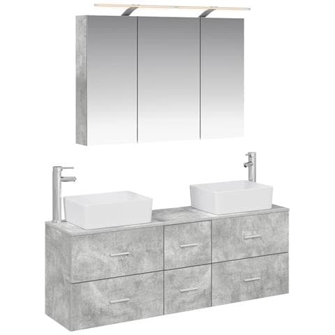 Set di mobili per il bagno 4 pcs Grigio Cemento - Foto 1
