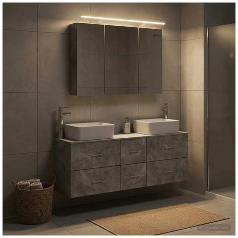 Set di mobili per il bagno 4 pcs Grigio Cemento - Foto 2
