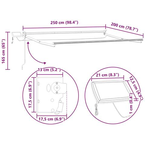 Tenda retrattile manuale con LED 2,5 x 2 m - Foto 10