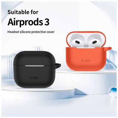 Custodia In Silicone Con Gancio Per Apple Airpods 3 - Grigia - Foto 4