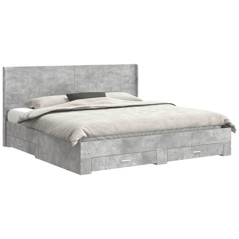 Struttura del letto con stoccaggio e testata Grigio Cemento - Foto 1