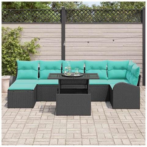 Set Divano da Giardino 8 pz Nero Poly Rattan - Foto 2