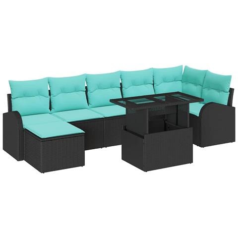 Set Divano da Giardino 8 pz Nero Poly Rattan - Foto 1