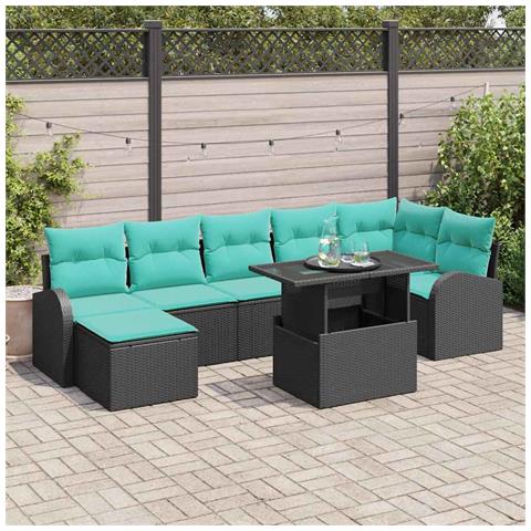 Set Divano da Giardino 8 pz Nero Poly Rattan - Foto 10