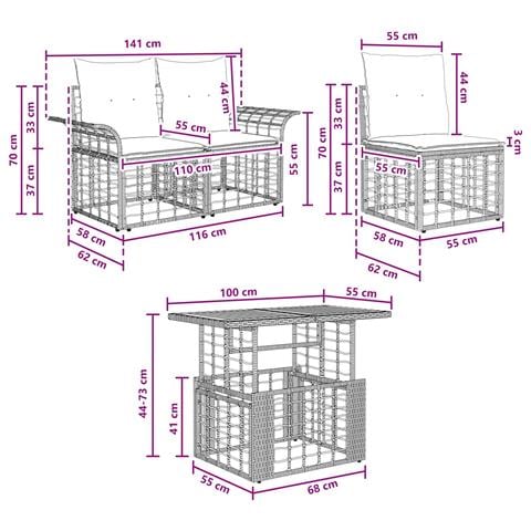 Set Divano da Giardino 8 pz Nero e Grigio scuro polyrattan - Foto 2