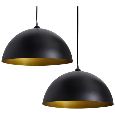 Lampada Da Soffitto Semisferica Nero 2 Pezzi - Foto 1