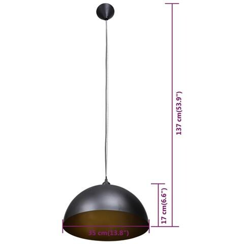 Lampada Da Soffitto Semisferica Nero 2 Pezzi - Foto 8