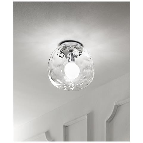 Lampadario PERENZ Cromo Lucido E Vetro Trasparente, Diametro 40 Cm, Altezza Regolabile 150 Cm, Attacco E27 - 4