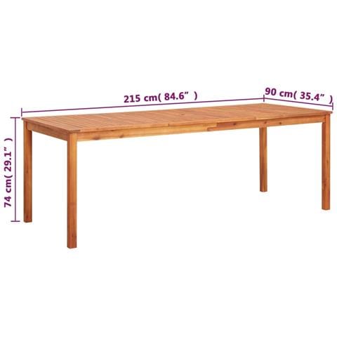 Tavolo Da Giardino 215x90x74 Cm In Legno Massello Di Acacia - Foto 2