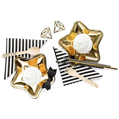 Partydeco - 6 Piattini In Cartone Stella Oro Metallizzato 18 Cm - Foto 2