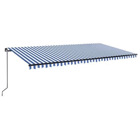Tenda da Sole Retrattile Manuale con LED 600x300cm Blu e Bianco - Foto 1
