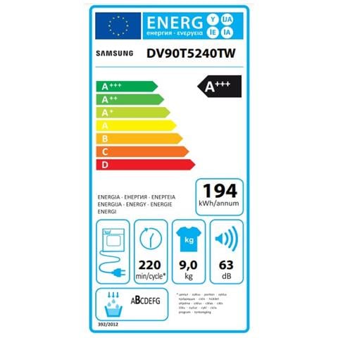 Asciugatrice DV90T5240TW /S3 Ai Control Optimal Dry 9 Kg Classe A+++ Pompa di calore - Foto 2