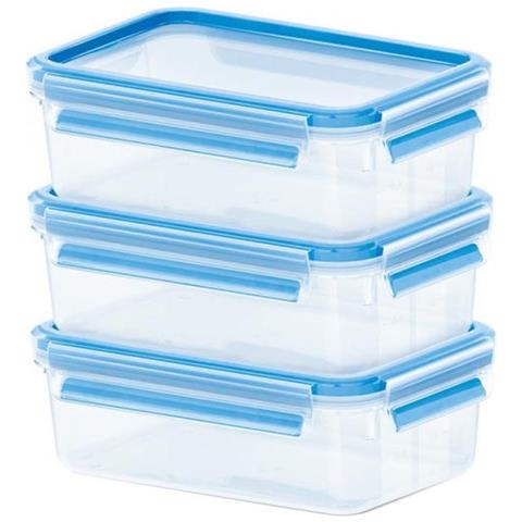 Clip & Close Scatola Rettangolare 1 L Blu, Trasparente 3 Pezzo (i) - Foto 3