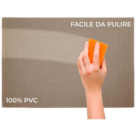 Set Tovagliette Americane Cucina Antiscivolo In Tinta Unita Lavabili In Vari Colori Set 6 Tortora - Foto 5