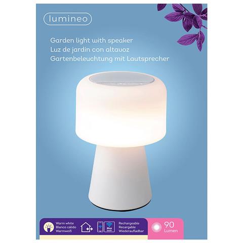 Lampada Led Con Altoparlante Bluetooth E Caricabatterie Senza Fili 894417 Bianco 22,5 Cm Ricaricabile - Foto 2