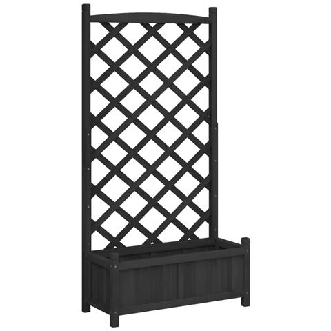 Fioriera con Traliccio Nera in Legno Massello di Abete Dimensioni: 75 x 35 x 150 cm - Foto 1