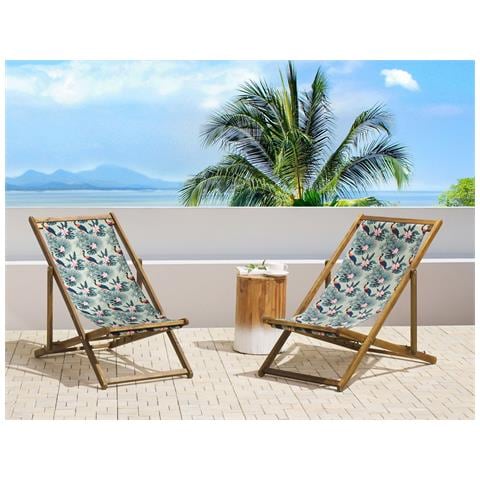 Set Di 2 Sedie A Sdraio In Legno Acacia Chiaro Pellicani Multicolore Anzio - Foto 1