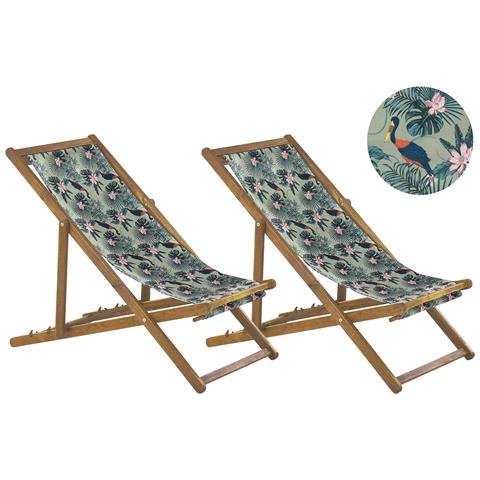 Set Di 2 Sedie A Sdraio In Legno Acacia Chiaro Pellicani Multicolore Anzio - Foto 7