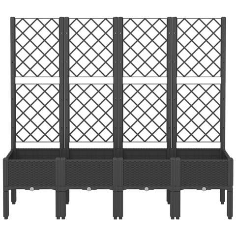 Fioriera Da Giardino Con Traliccio Nera 160x40x142 Cm In Pp - Foto 3