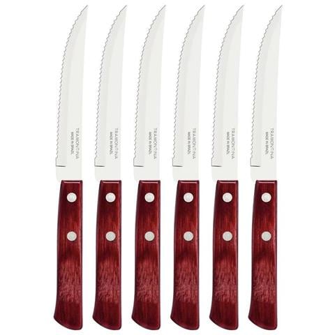 Tramontina Classic, Set 6 Coltello Da Bistecca Dentato A Punta, Manico Legno Bordoux - Foto 1