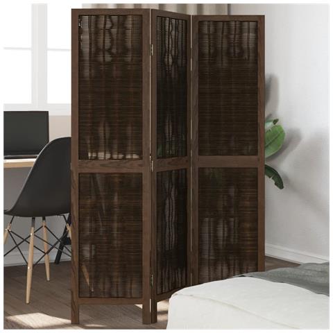 Divisorio Ambienti 3 Pannelli Marrone Scuro Massello Paulownia - Foto 1