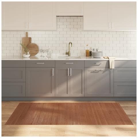 Tappeto Rettangolare Marrone 100x200 Cm In Bambù - Foto 1