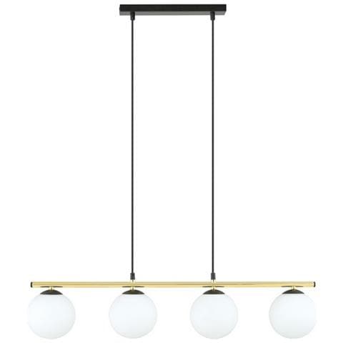 Lampada A Sospensione Alora - Nero, Oro, Bianco - Acciaio Verniciato A Polvere, Vetro - 85x100x14 Cm - Foto 1
