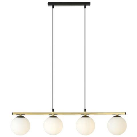 Lampada A Sospensione Alora - Nero, Oro, Bianco - Acciaio Verniciato A Polvere, Vetro - 85x100x14 Cm - Foto 2