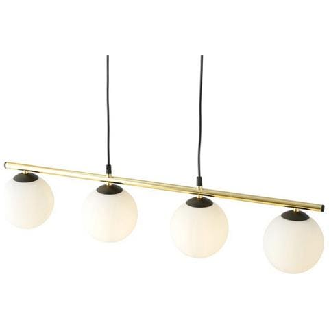 Lampada A Sospensione Alora - Nero, Oro, Bianco - Acciaio Verniciato A Polvere, Vetro - 85x100x14 Cm - Foto 6