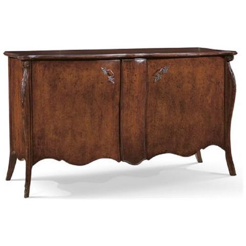 Madia Credenza In Legno 2 Porte Sagomata Intagliata Arte Povera L. 165 P. 52 H. 88 - Foto 1
