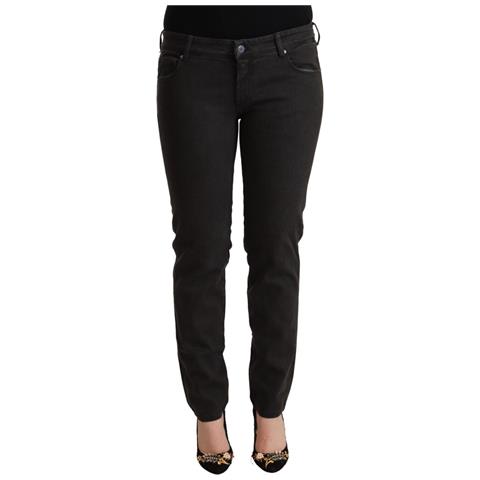Jeans Skinny In Cotone Denim Nero A Vita Bassa - W32 - Foto 1