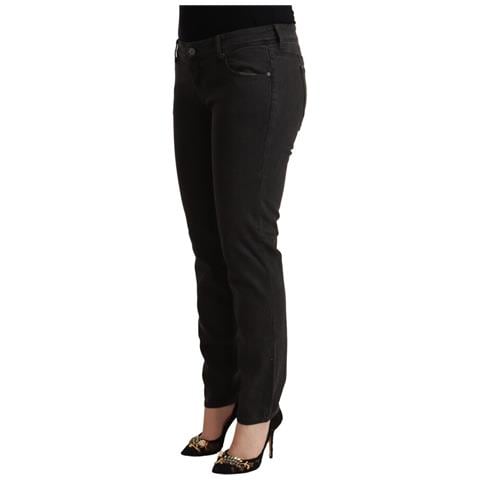 Jeans Skinny In Cotone Denim Nero A Vita Bassa - W32 - Foto 2
